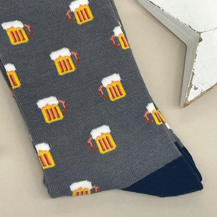 Men's Bamboo Beer Socks In Grey Men's Bamboo Beer Socks In Grey